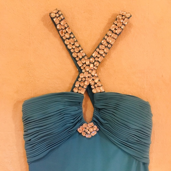 Turquoise sequined prom dress - Picture 2 of 7